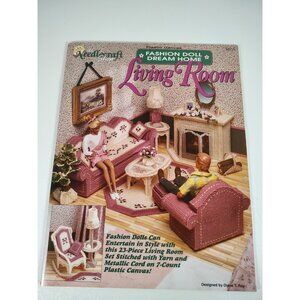 Plastic Canvas Fashion Doll Living Room Furniture Fireplace PATTERNS Fits Barbie